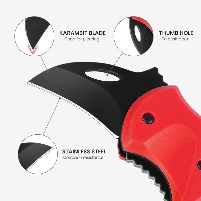 FUNBRO Cool Folding Knife Box Cutter, Small Pocket Knife for Men with 1.34 inch Sharp Blade, EDC Knives Tool for Everyday Carry, Great Gift for Women Men (Red) - Image 2